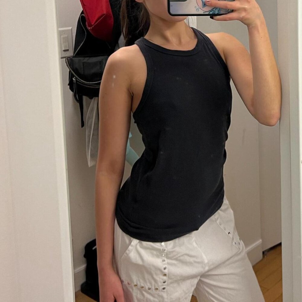 Spiritual Gangster grey high-neck tank top with built-in bra. Perfect condition